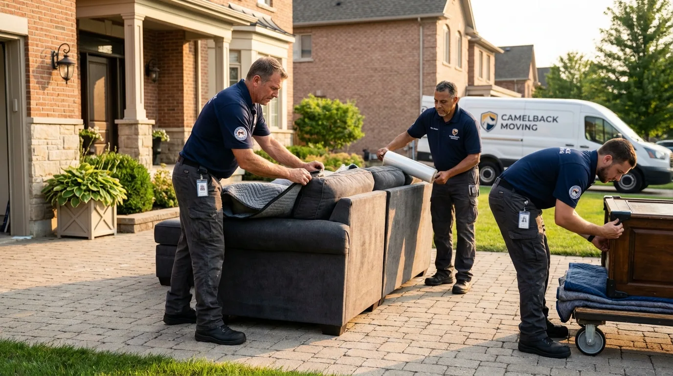 Large estate moving crew wrapping furniture in Nesquehoning, PA