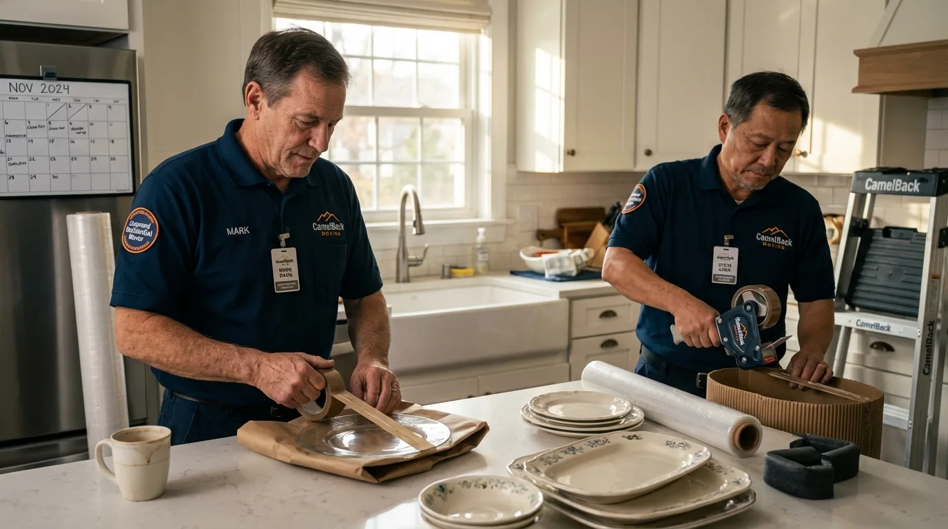 Professional crew packing kitchen dishware in Nesquehoning, PA